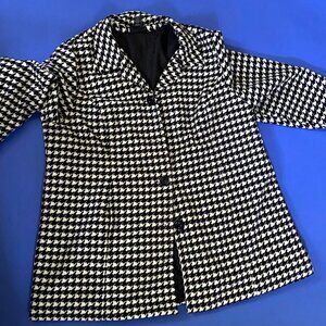 Maggie Barnes Houndstooth Black and White Coat